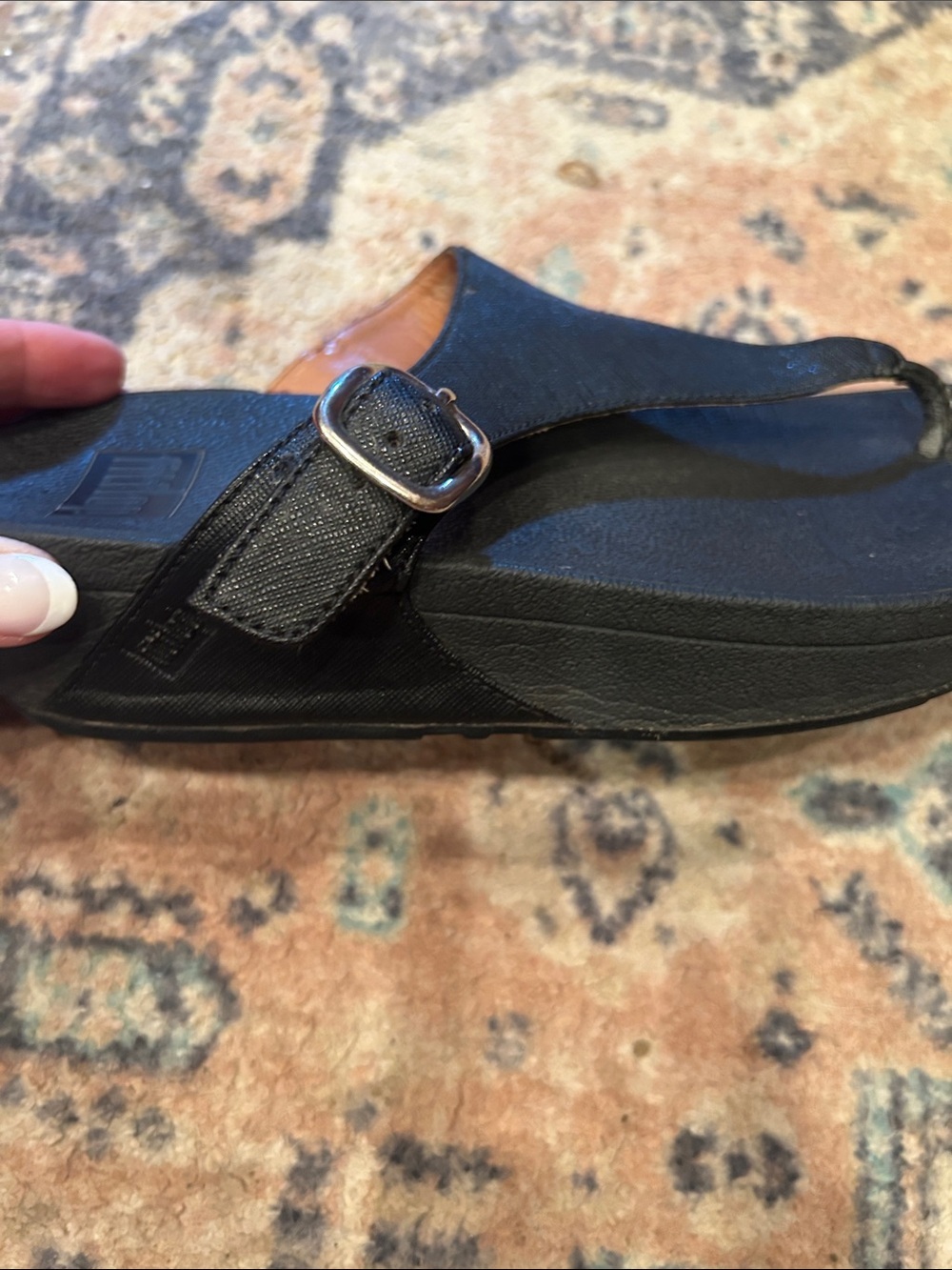 Fitflop Black Thong Sandal with Buckle Detail - Picture 9 of 11